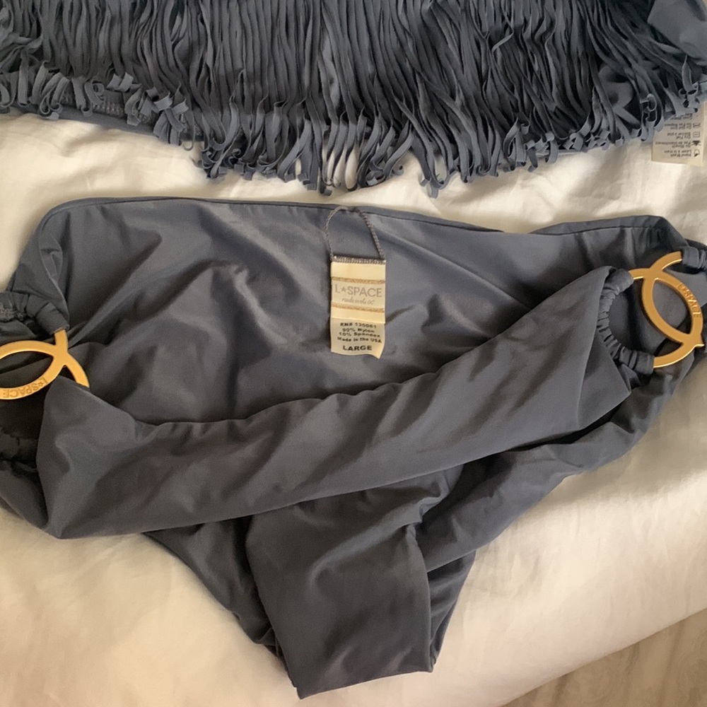 L*Space Gray Fringe Bikini Set - Picture 6 of 11